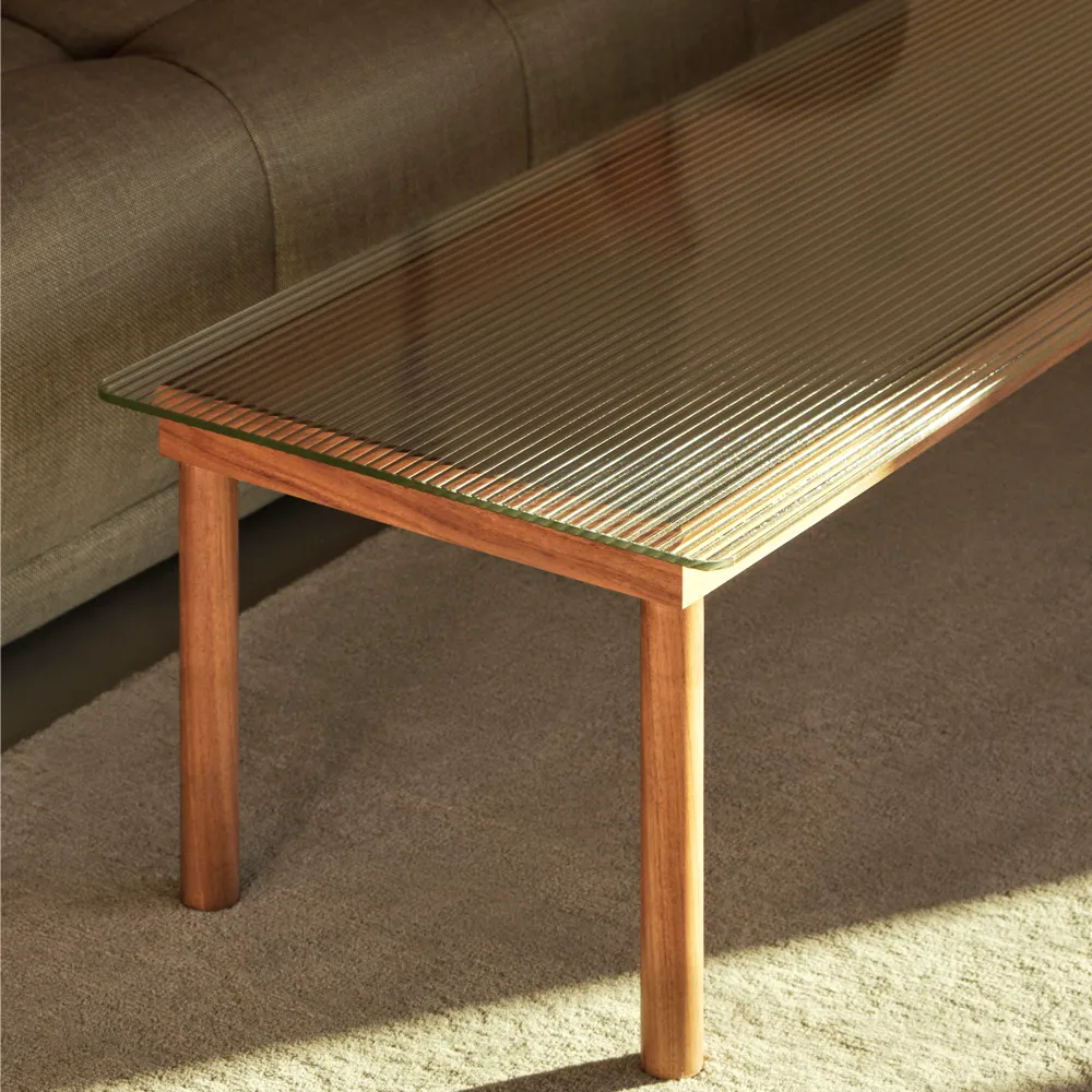 Kofi soffbord, Black oak-glastopp-ribbat-b100 cm HAY
