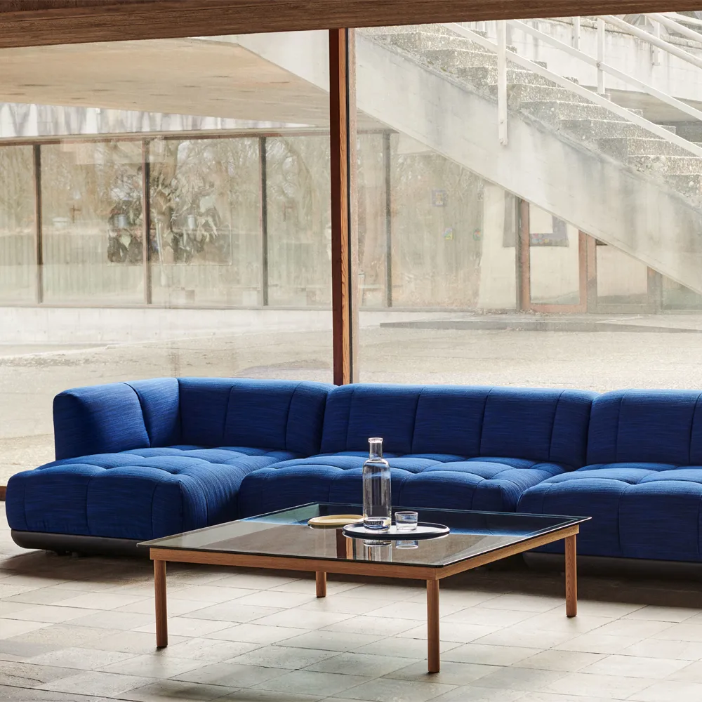 Kofi soffbord, Black oak-glastopp-ribbat-b100 cm HAY