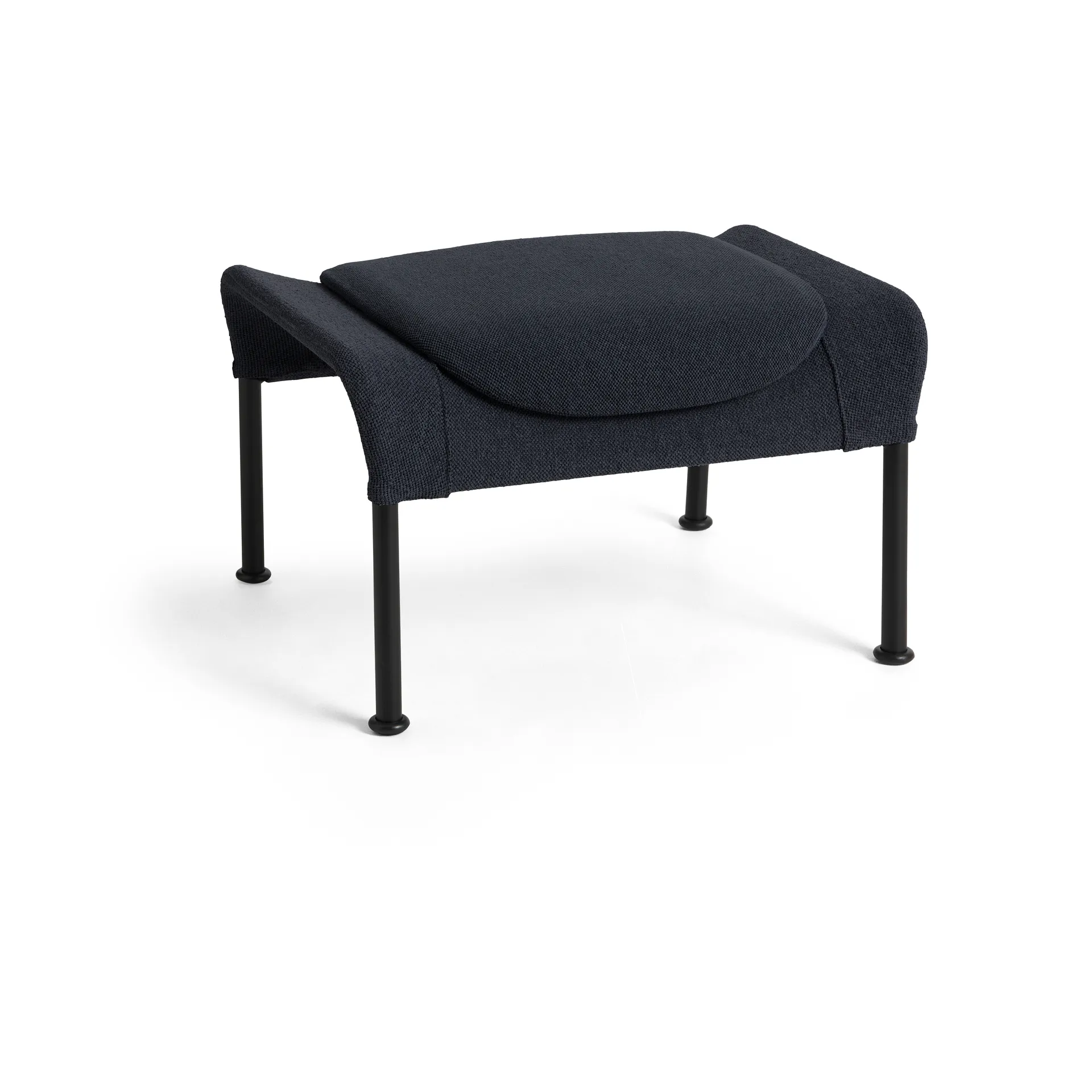 O2 Ottoman fotpall, Soft black-svartlackerad stål HAY