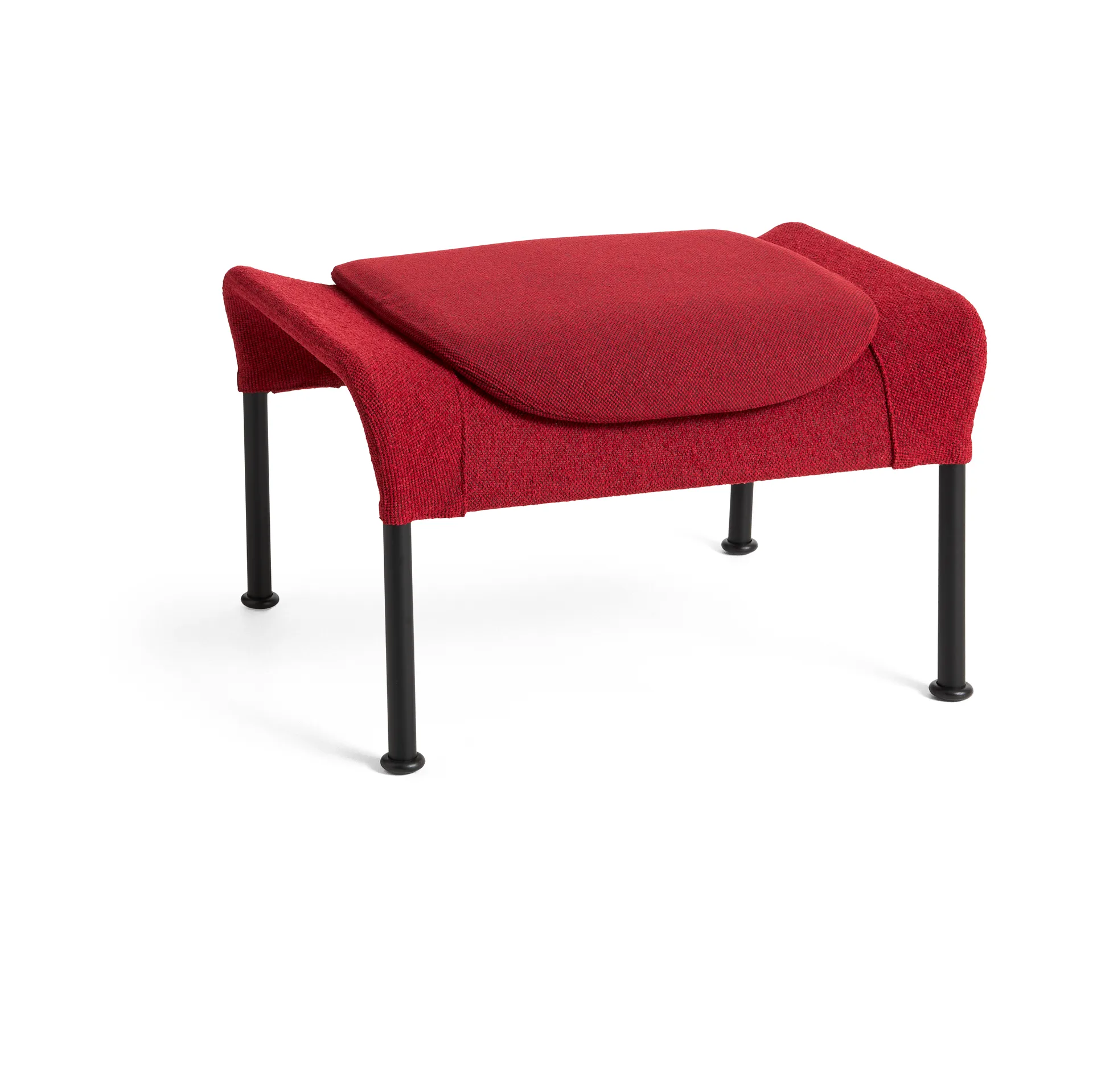O2 Ottoman fotpall, Soft red-svartlackerad stål HAY