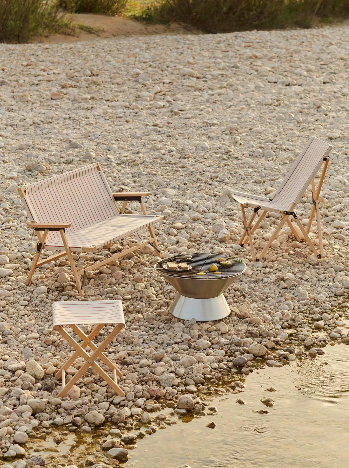 Outdoor Market soffa ihopfällbar, Beige-red, 2-sits HAY