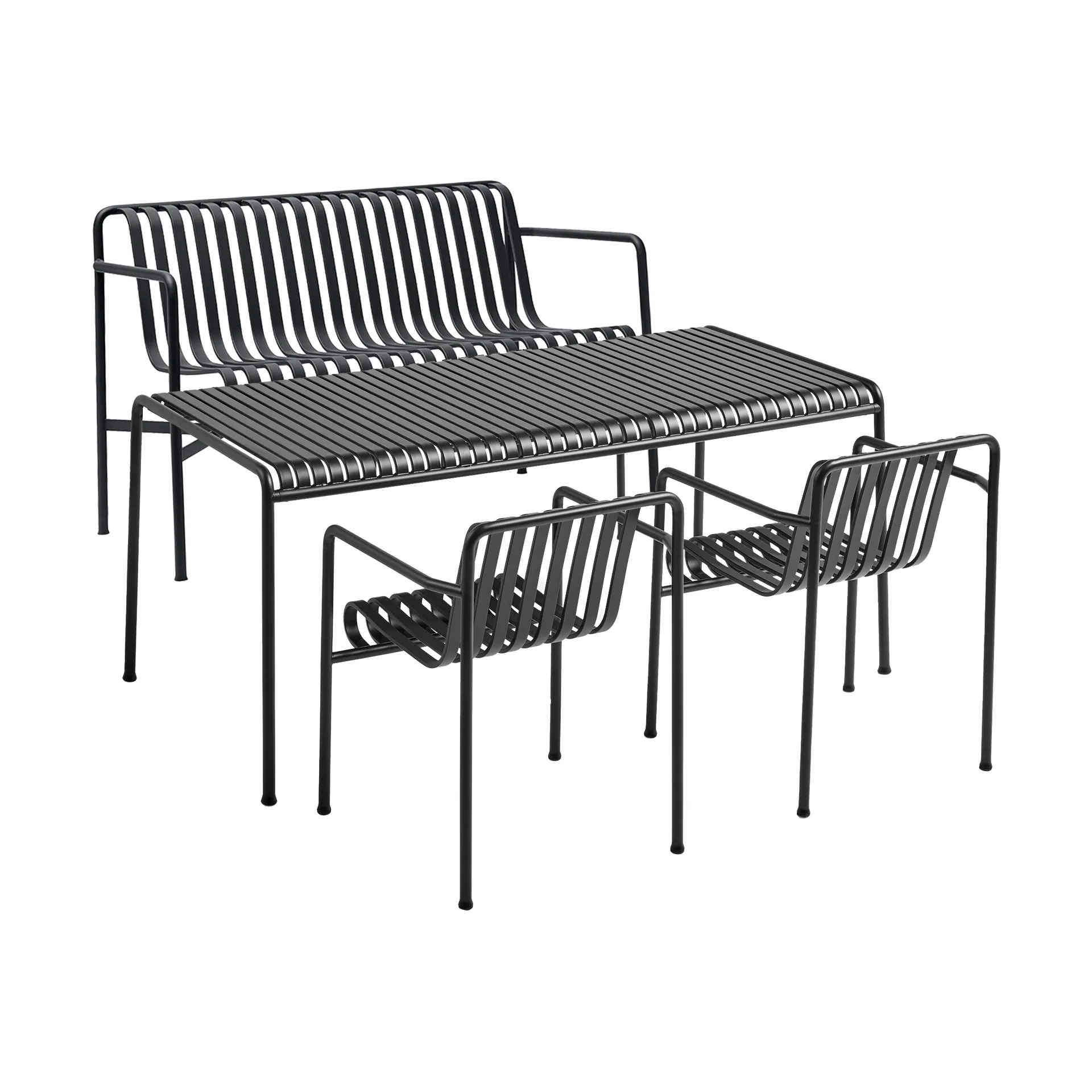 Palissade matgrupp 2 Dining karmstol + bänk 170x90 cm anthracite HAY