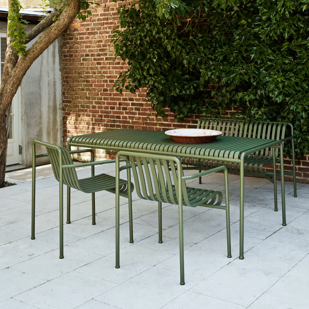 Palissade matgrupp 2 Dining karmstol + bänk 170x90 cm olive HAY