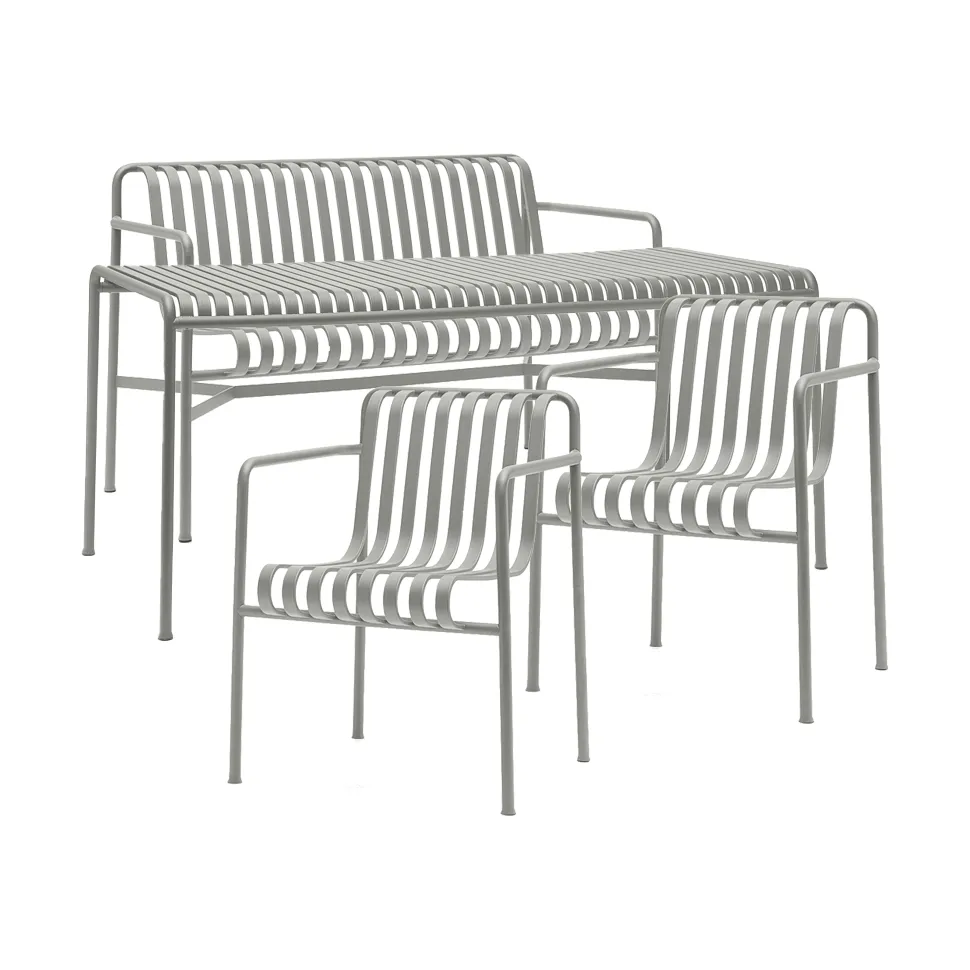 Palissade matgrupp 2 Dining karmstol + bänk 170x90 cm sky grey HAY