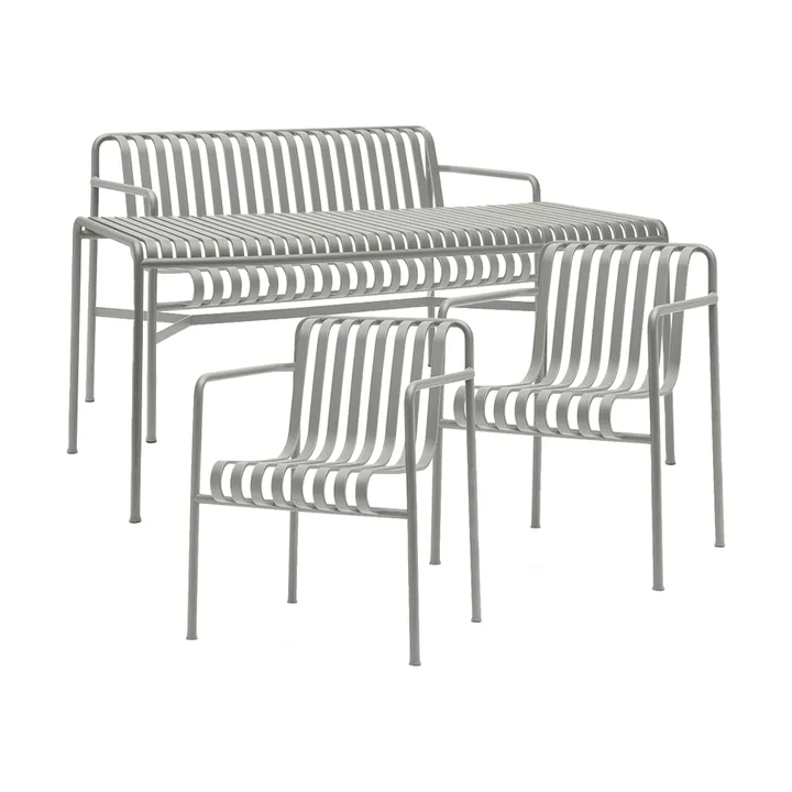 Palissade matgrupp 2 Dining karmstol + bänk 170x90 cm sky grey - HAY