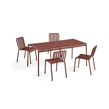 Palissade matgrupp 4 stolar 170x90 cm - Iron red - HAY