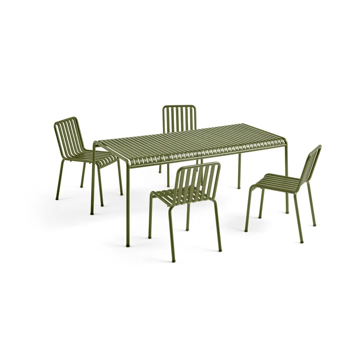 Palissade matgrupp 4 stolar 170x90 cm - Olive - HAY