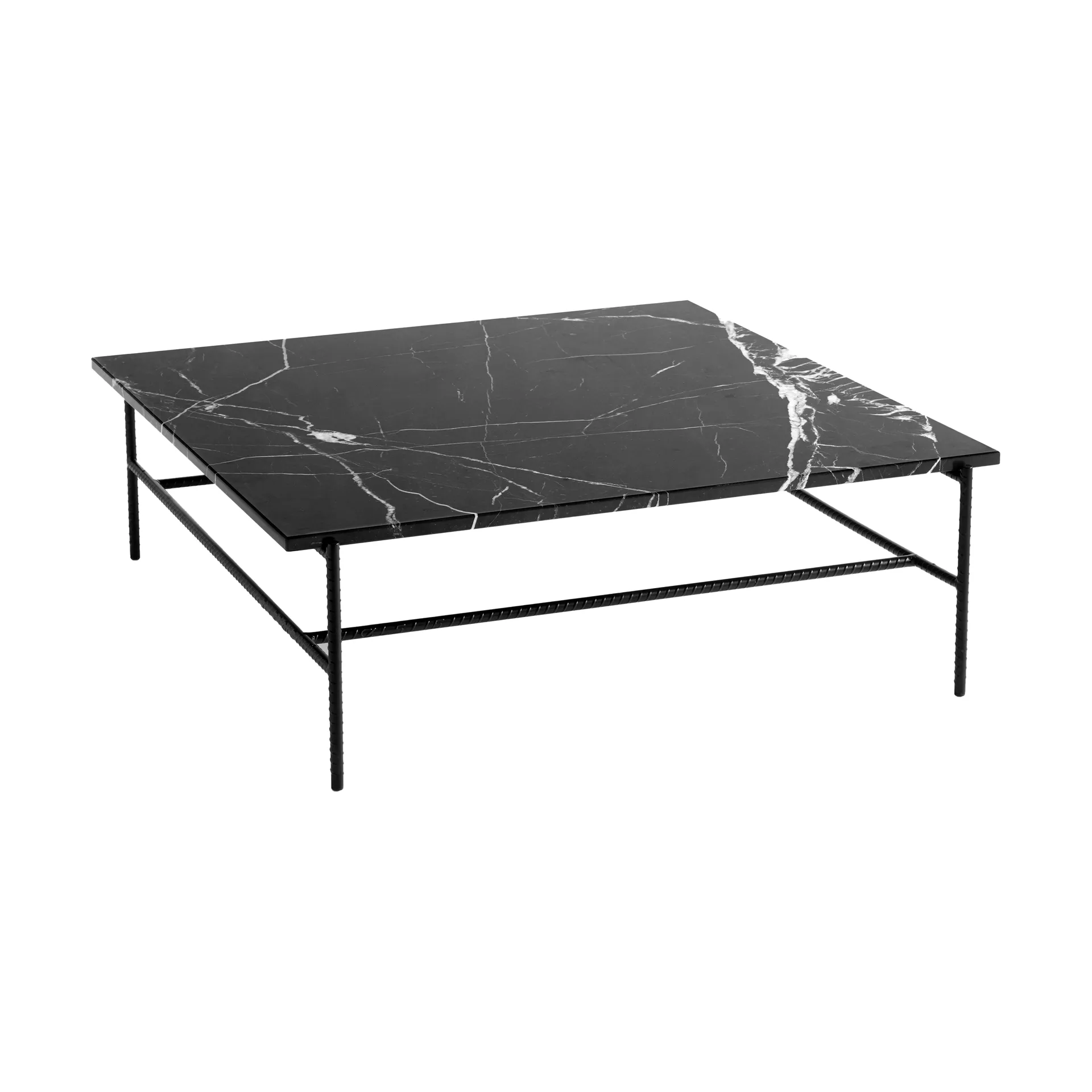 Rebar soffbord 100x104x33 cm, Svart marmor-svart stativ HAY