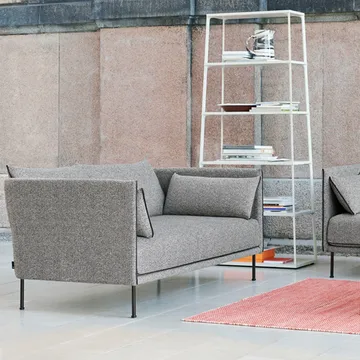Silhouette 2-sits soffa - Linara 142-cognac leather piping-oiled oak - HAY