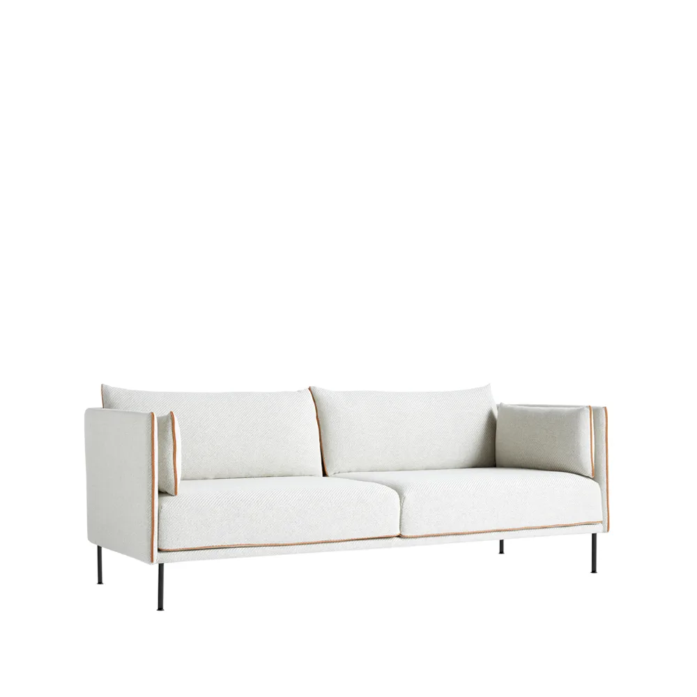 Silhouette 3-sits soffa, Beige-cognac piping-svart metallben HAY