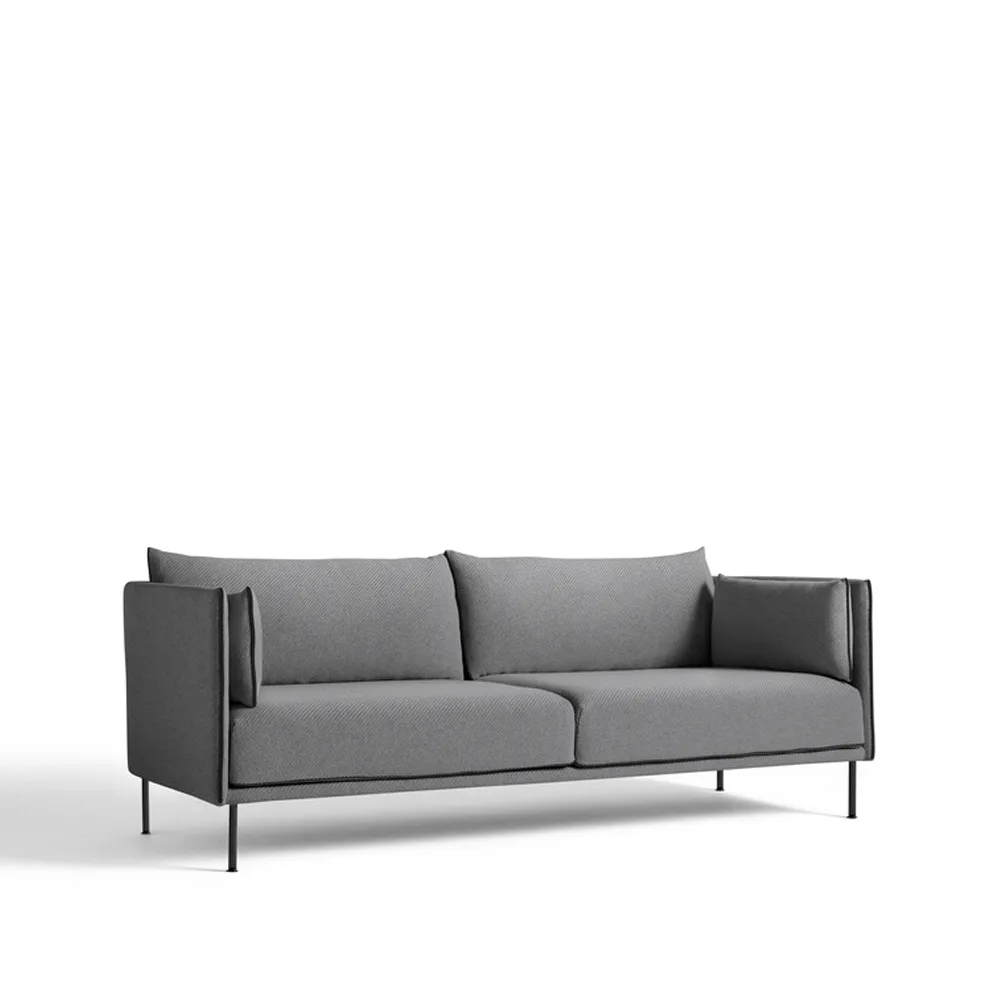 Silhouette 3-sits soffa, Coda 182 grå-svarta metallben HAY