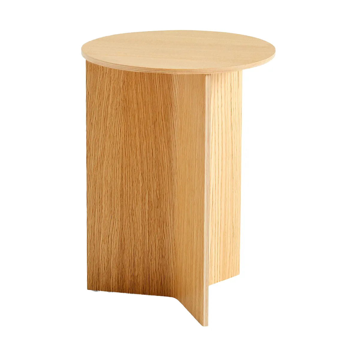 Slit high sidobord Ø35 cm, Lacquered oak HAY