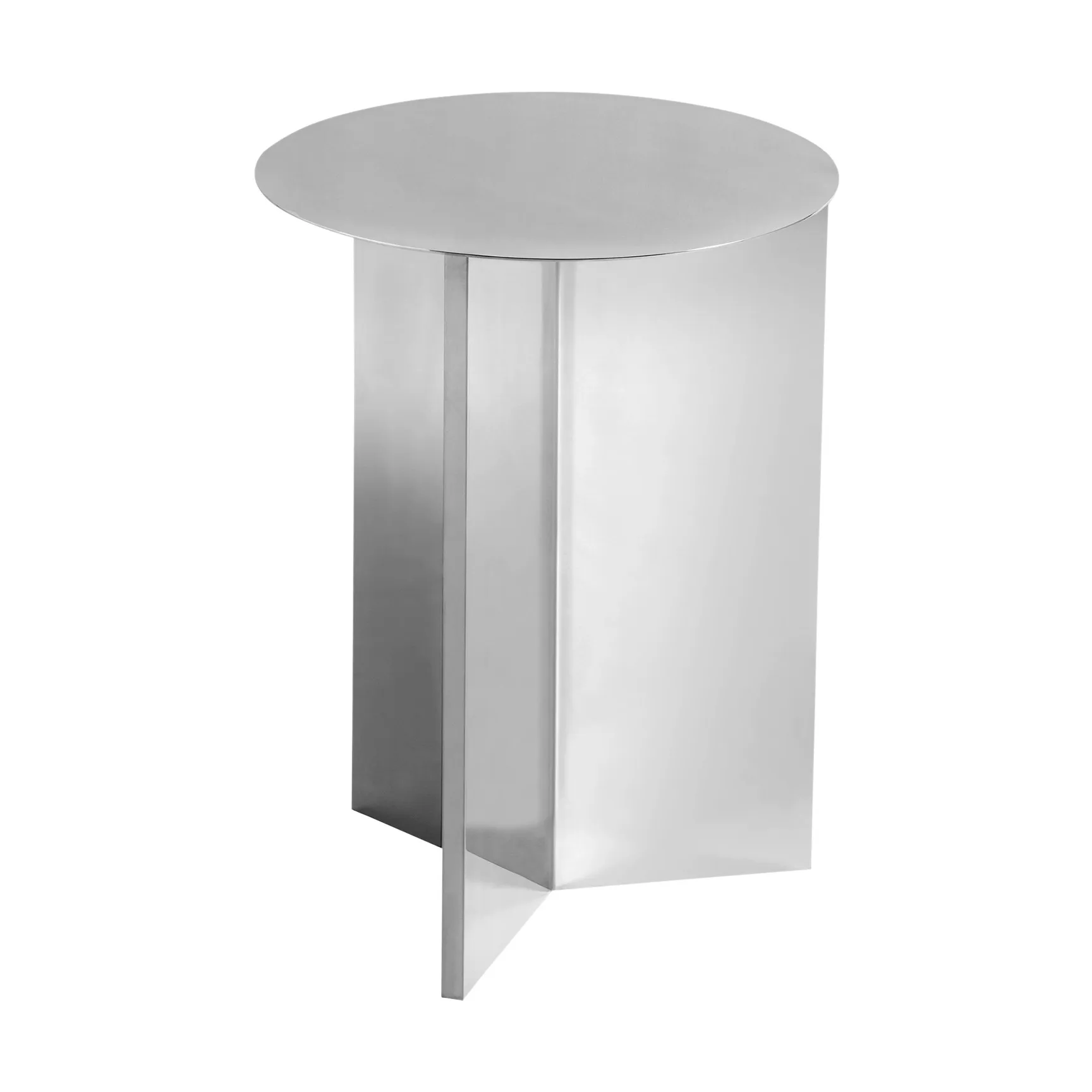 Slit high sidobord Ø35 cm, Mirror polished steel HAY