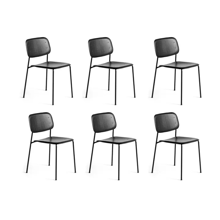 Soft Edge 40 stol, Black oak-svart stålstativ, 6-pack - HAY