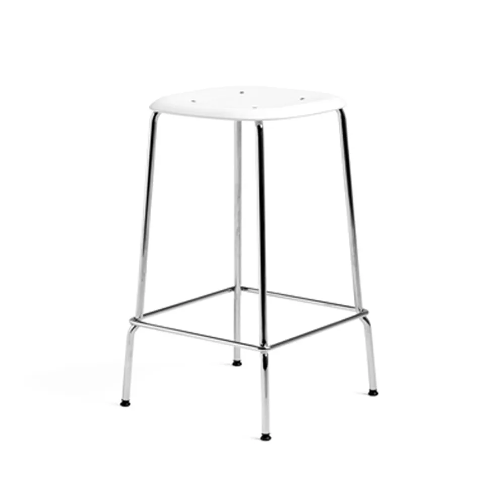 Soft Edge 85 Low barpall, White, krom stålstativ HAY