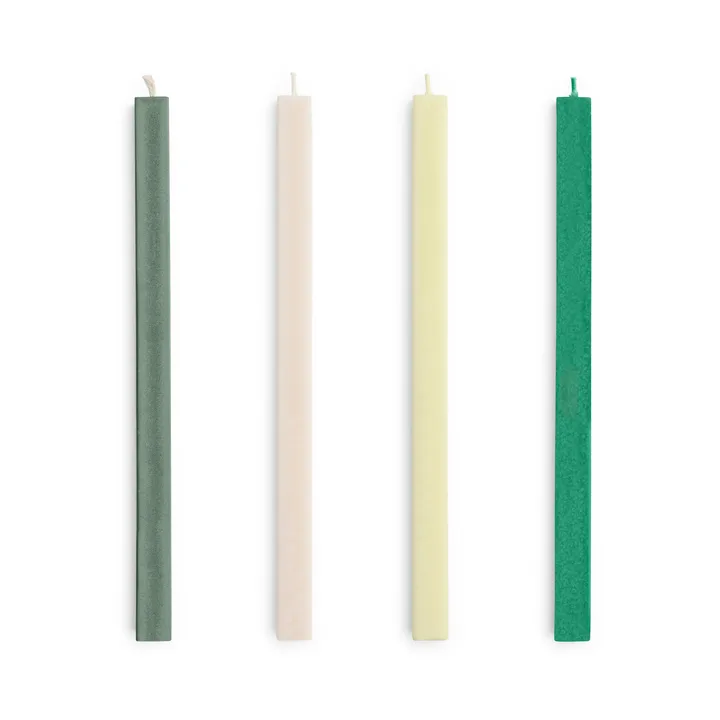 Square Candle ljus mix 4-pack - Greens-whites - HAY
