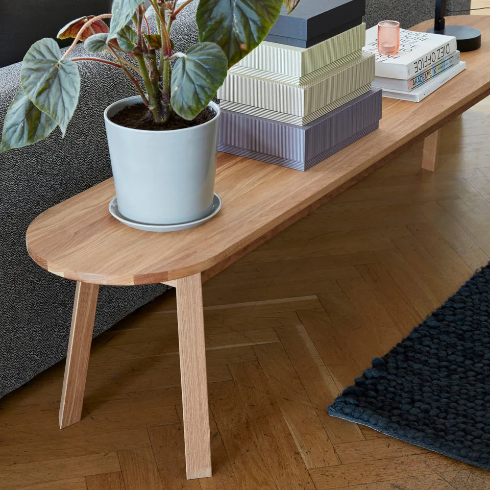Triangle Leg bänk, water-based lacquered oak, 150 cm HAY