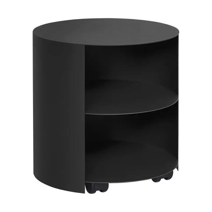 Hide sidobord Ø38x41 cm - Jet black textured - Hem