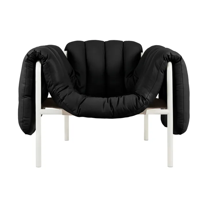 Puffy loungefåtölj - Black leather-cream - Hem
