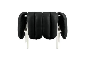 Puffy loungefåtölj - Black leather-cream - Hem