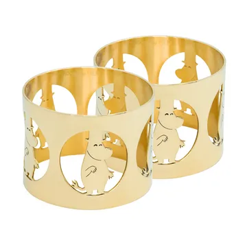 Hilke X Mumin servettring Moominpappa 2-pack - Förnicklad mässing - Hilke Collection