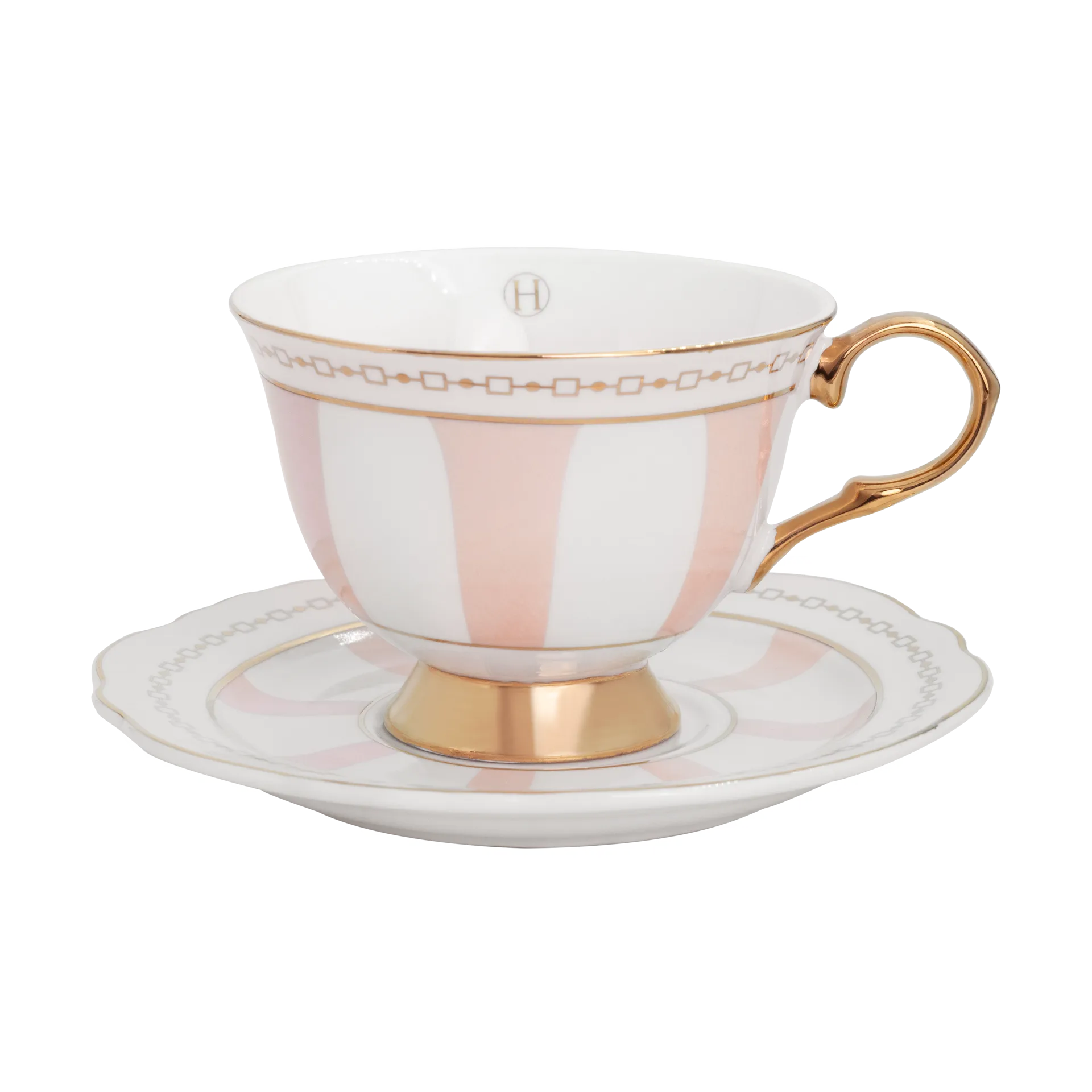 Strisce Rosa kopp med fat, 22 cl Hilke Collection