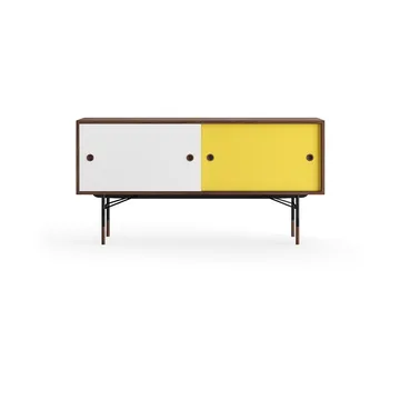 Sideboard med lådor - vit/gul-valnötsfanér - House of Finn Juhl