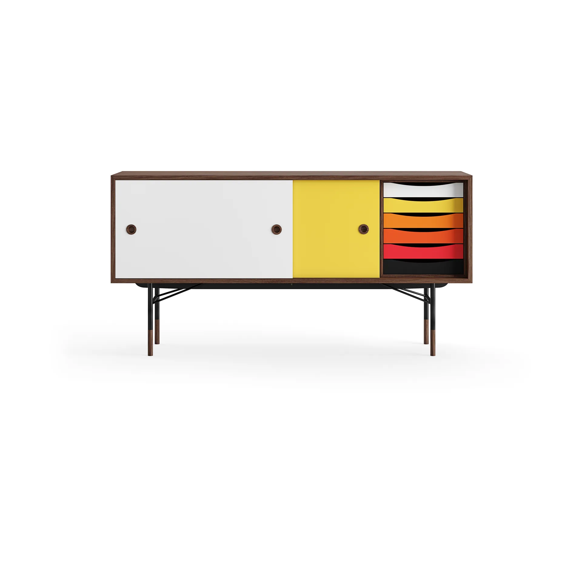 Sideboard med lådor, vit/gul-valnötsfanér House of Finn Juhl