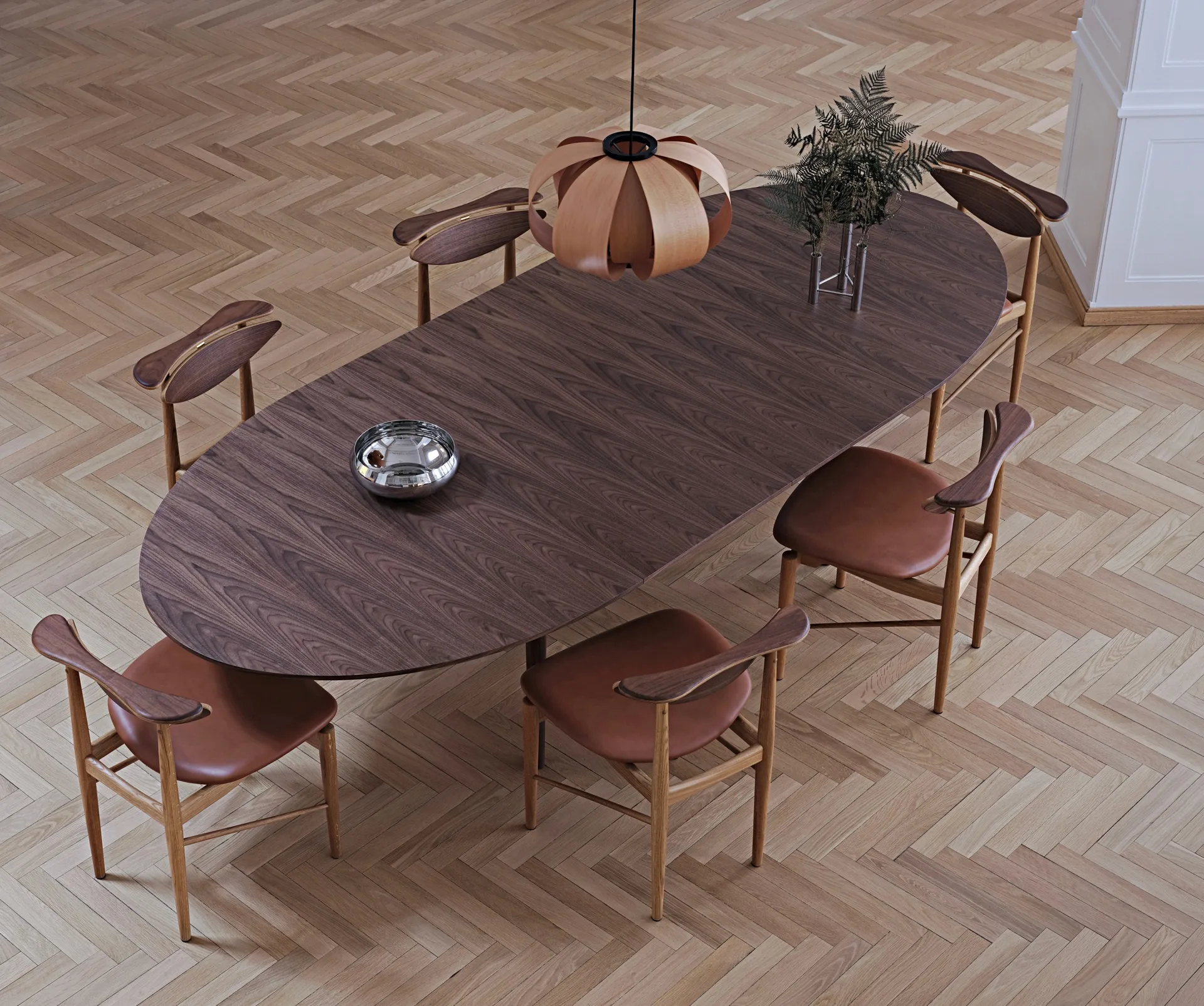 Silver table 180/290 matbord, två iläggsskivor-valnöt House of Finn Juhl
