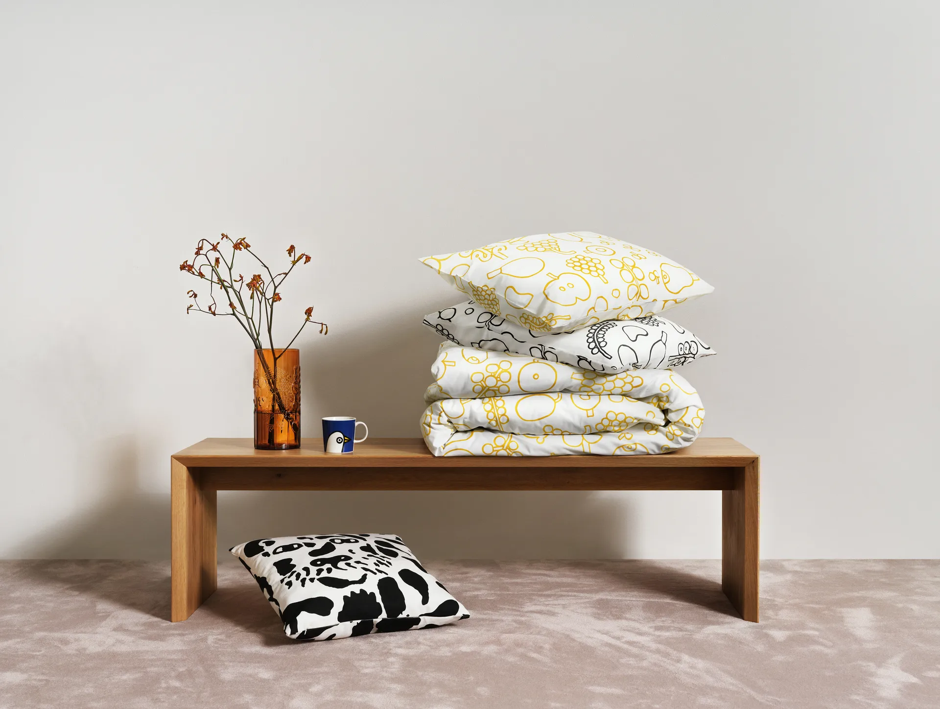 Oiva Toikka Frutta bäddset 150x210 cm, Gul Iittala