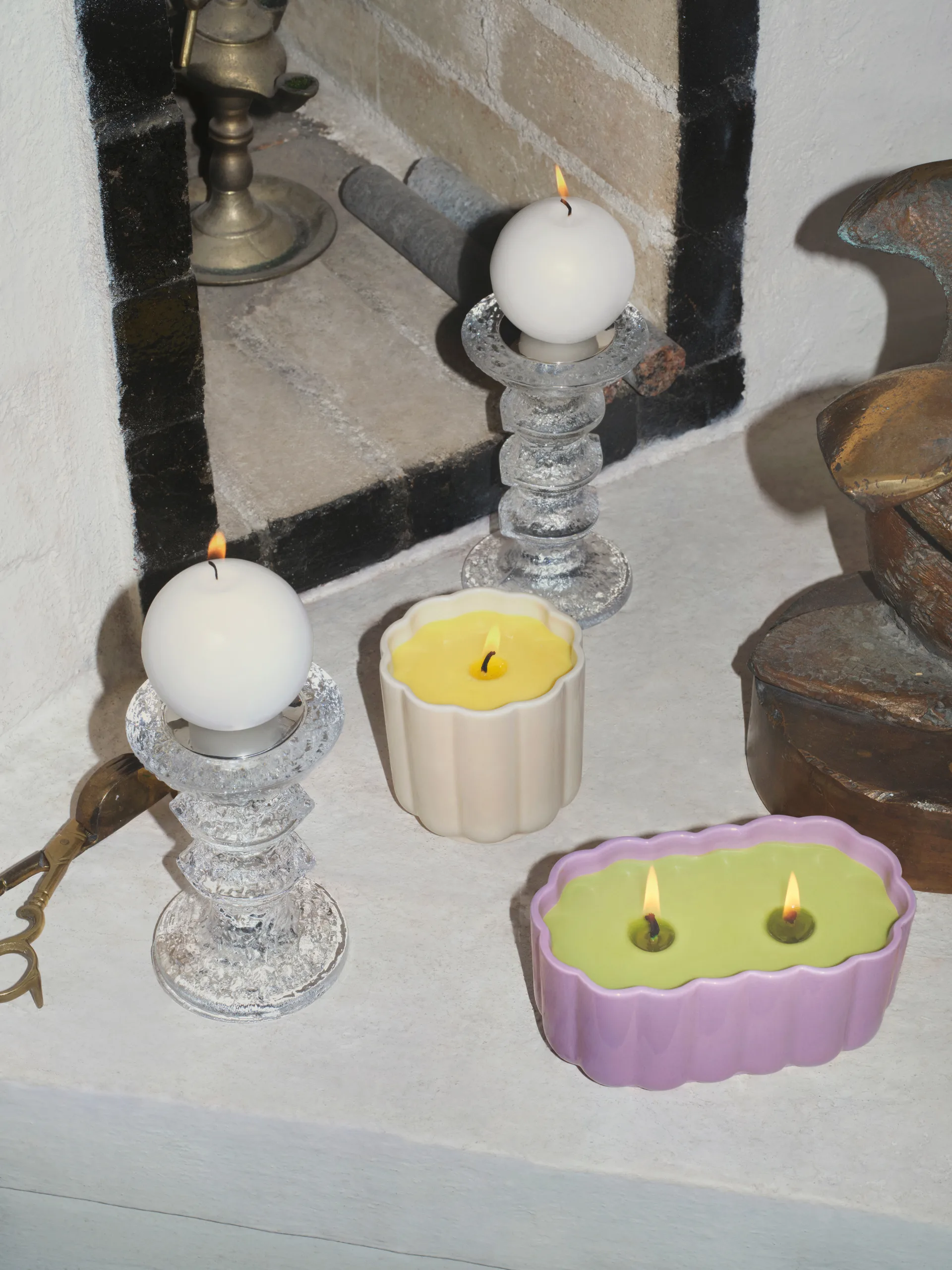 Play ljus i keramikform oval, Lila-oliv Iittala