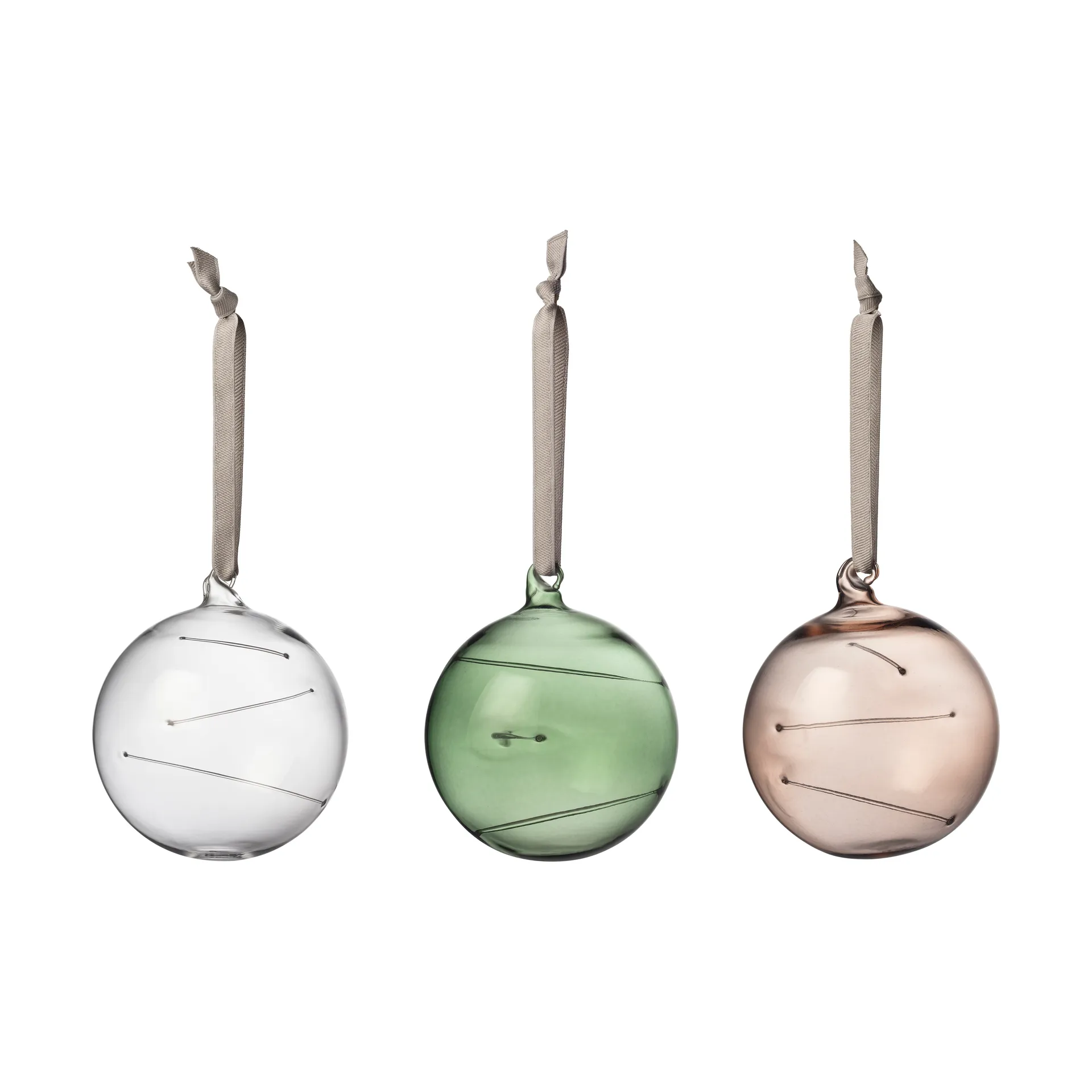 Solboll Ø8 cm 3 delar, Klar-grön-linne Iittala