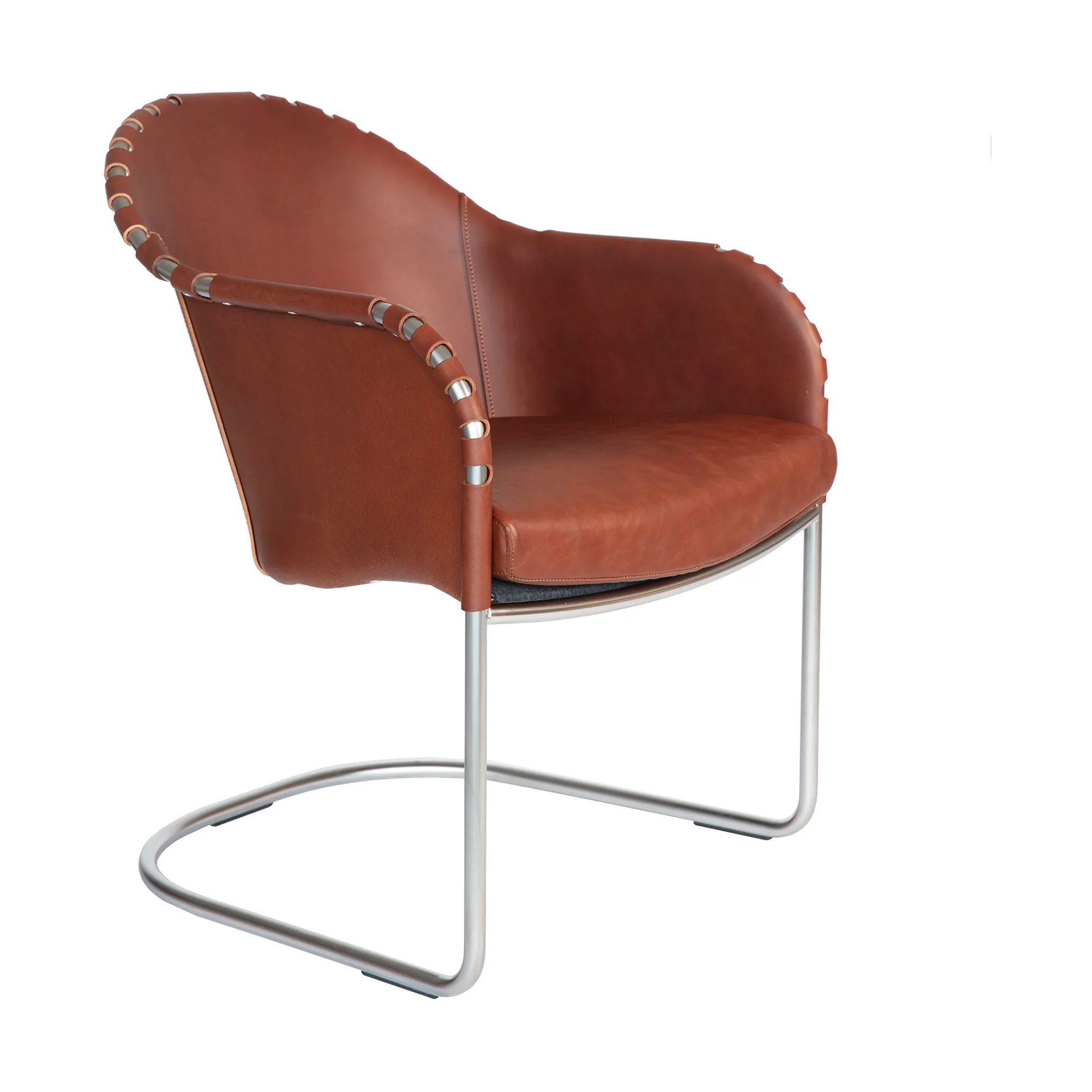 Ingo V.I.P fåtölj, Läder brun vintage-matt chrome Källemo