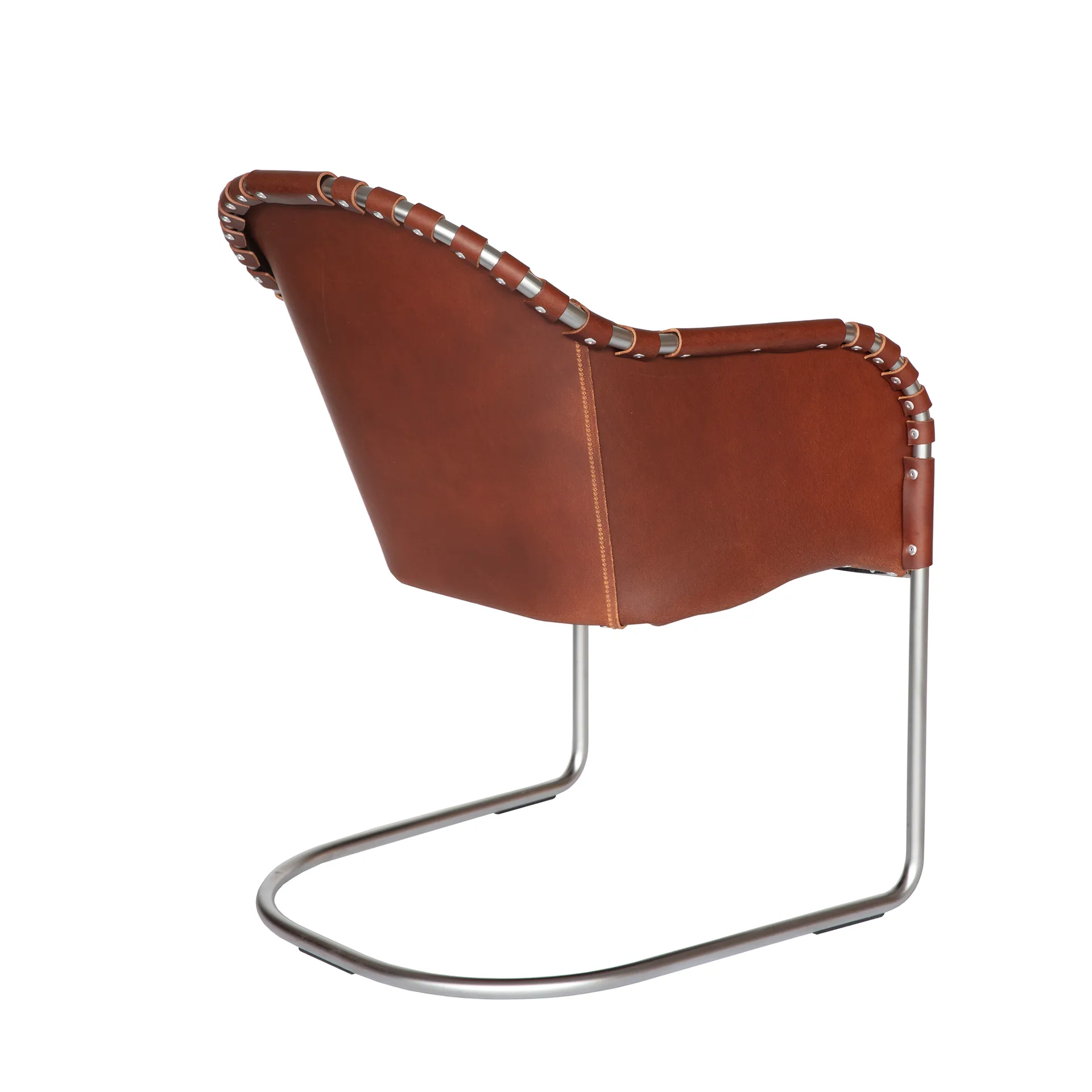Ingo V.I.P fåtölj, Läder brun vintage-matt chrome Källemo