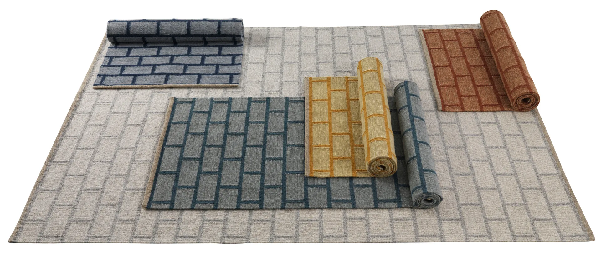 Brick gångmatta, Blue, 80x250 cm Kateha