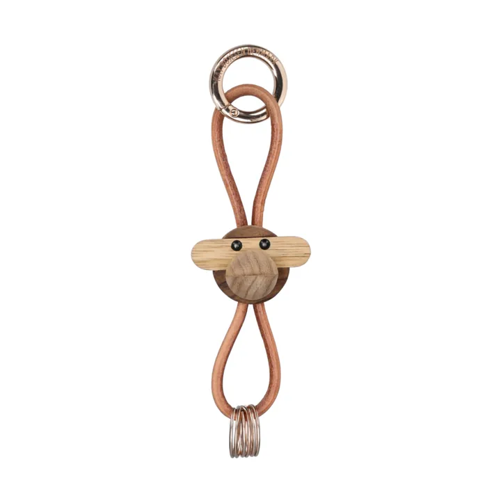 Kaj Bojesen apa nyckelring - Teak-limbaträ, naturläder - Kay Bojesen Denmark
