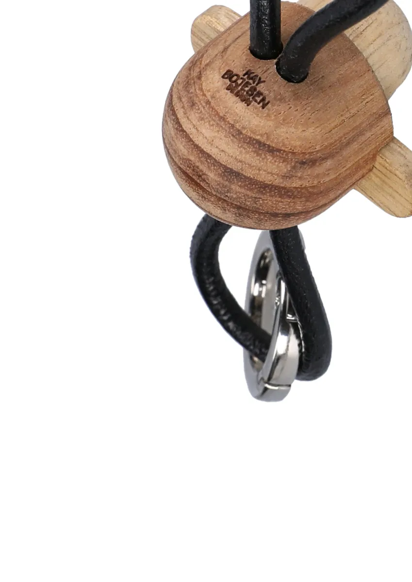 Kay Bojesen apa nyckelring, Teak-limbaträ, svart läder Kay Bojesen Denmark