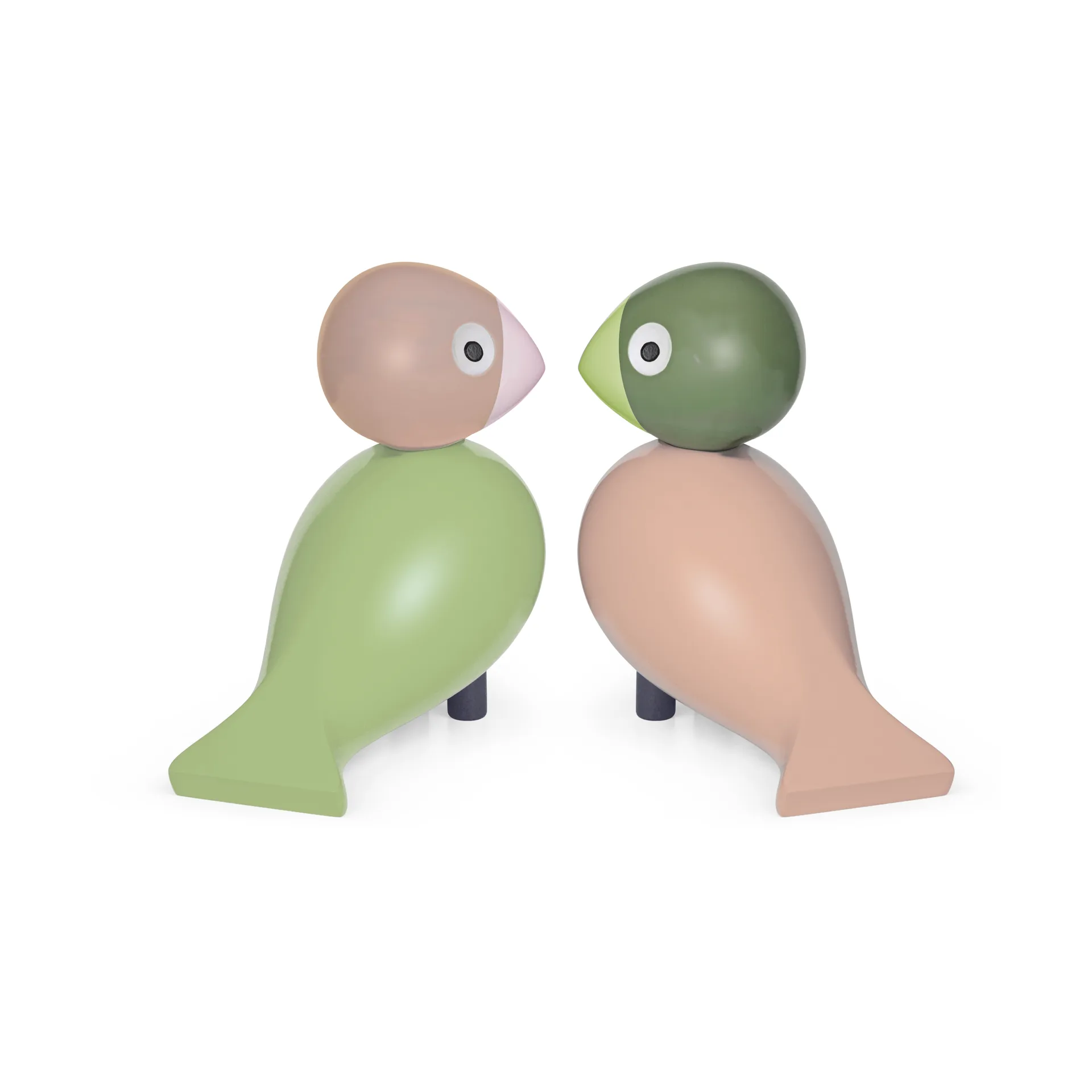Kay Bojesen träfigur lovebirds set, Ljusgrön-rosa, 9 cm Kay Bojesen Denmark