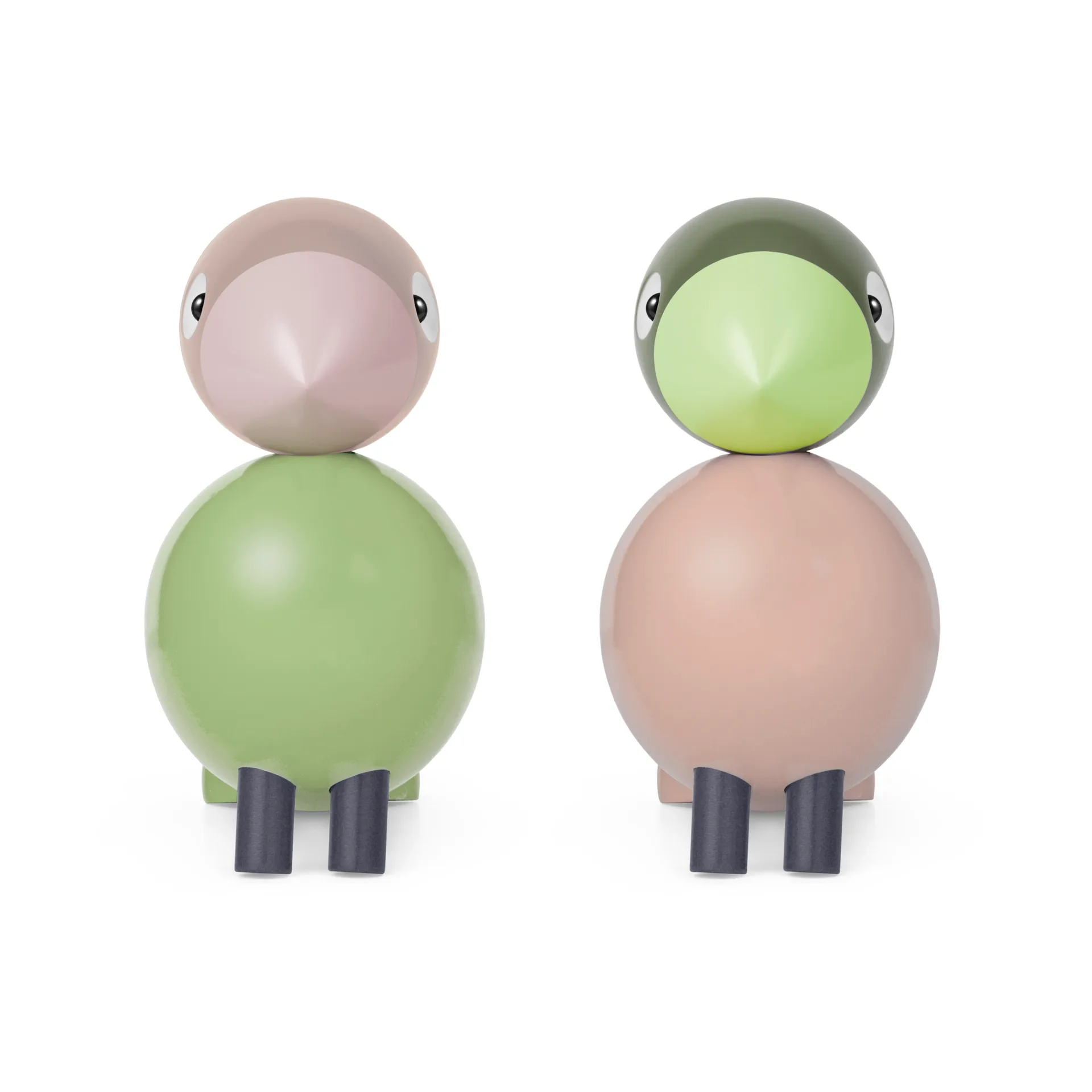 Kay Bojesen träfigur lovebirds set, Ljusgrön-rosa, 9 cm Kay Bojesen Denmark