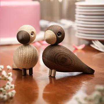 Kay Bojesen träfigur lovebirds set - Rökt ek, 8,8 cm - Kay Bojesen Denmark