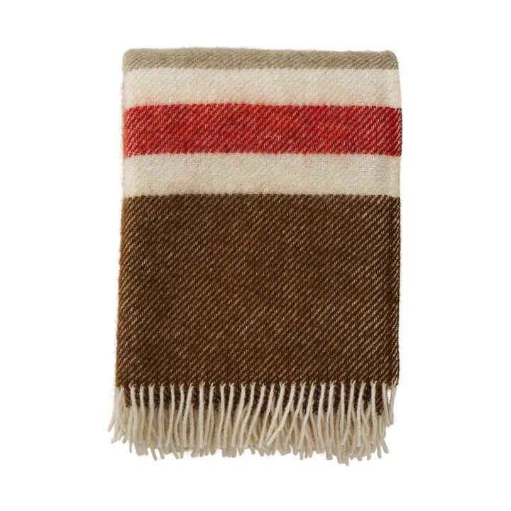 Gotland Stripe ullpläd 130x200 cm - Brown-beige-red - Klippan Yllefabrik