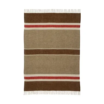 Gotland Stripe ullpläd 130x200 cm - Brown-beige-red - Klippan Yllefabrik