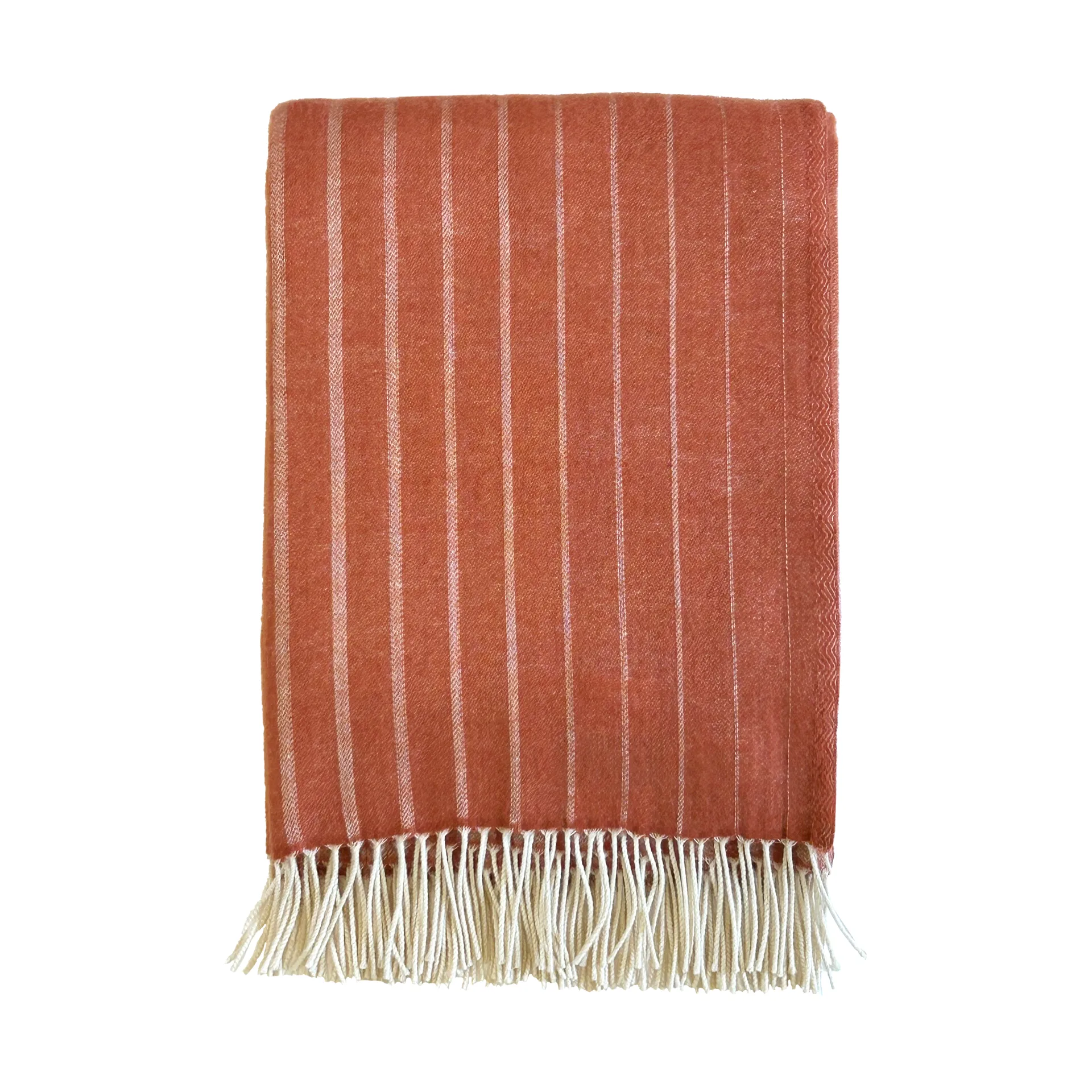 Irregular stripes ullpläd, Rust, 130x200 cm Klippan Yllefabrik