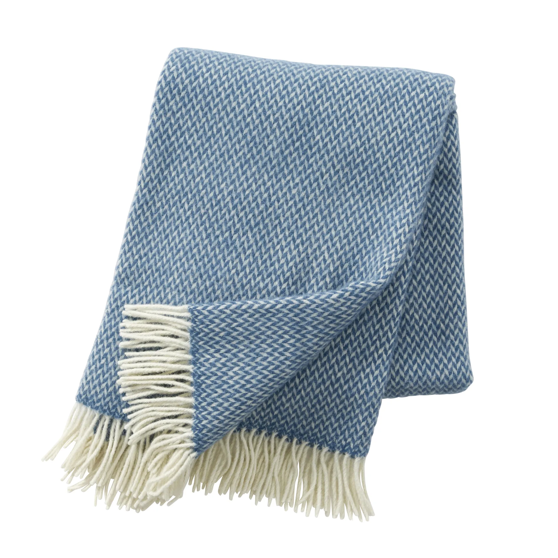 Pulse ullpläd, china blue (blå) Klippan Yllefabrik