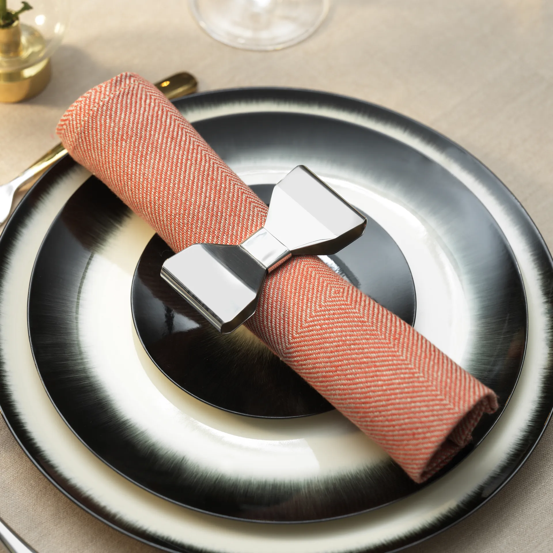 Bowie servettring 2-pack, Rostfritt stål KLONG