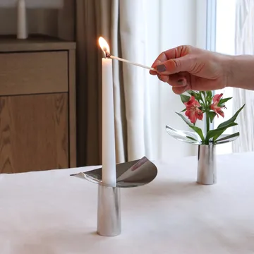 Löv vas-ljushållare - Rostfritt stål. 10 cm - KLONG