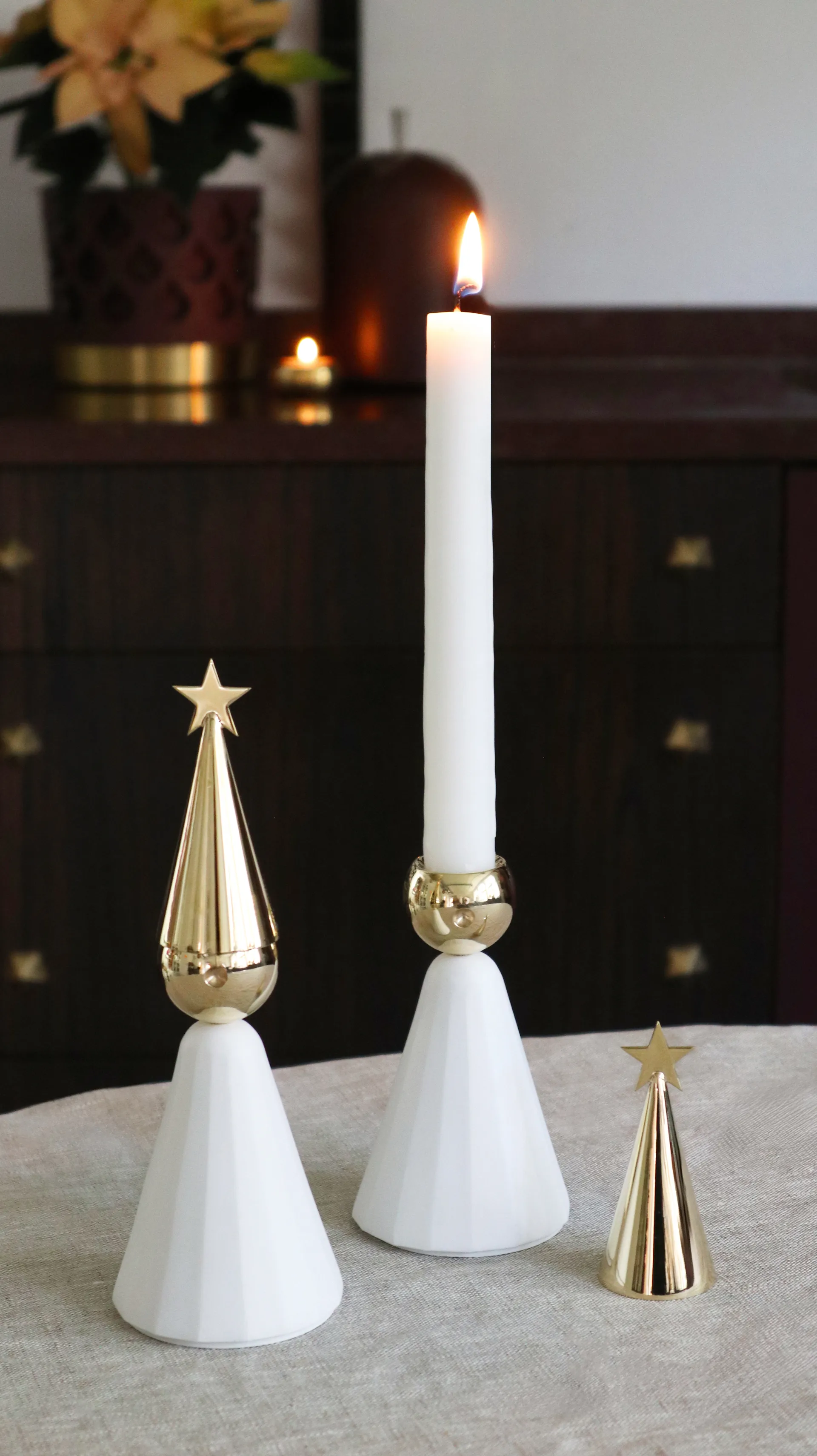 Soprano ljusstake, Vit-mässing KLONG