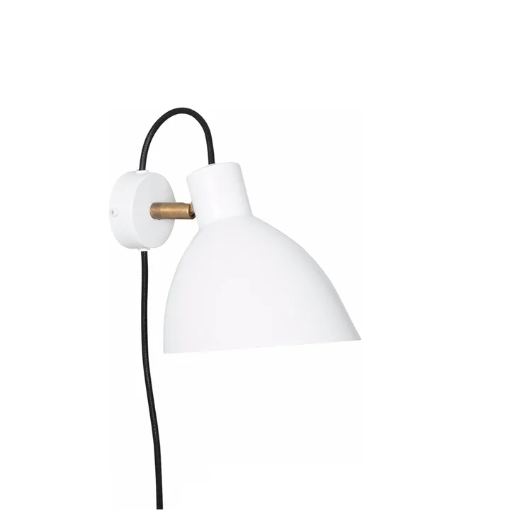 KH1 vägglampa - vit matt, råmässing - Konsthantverk