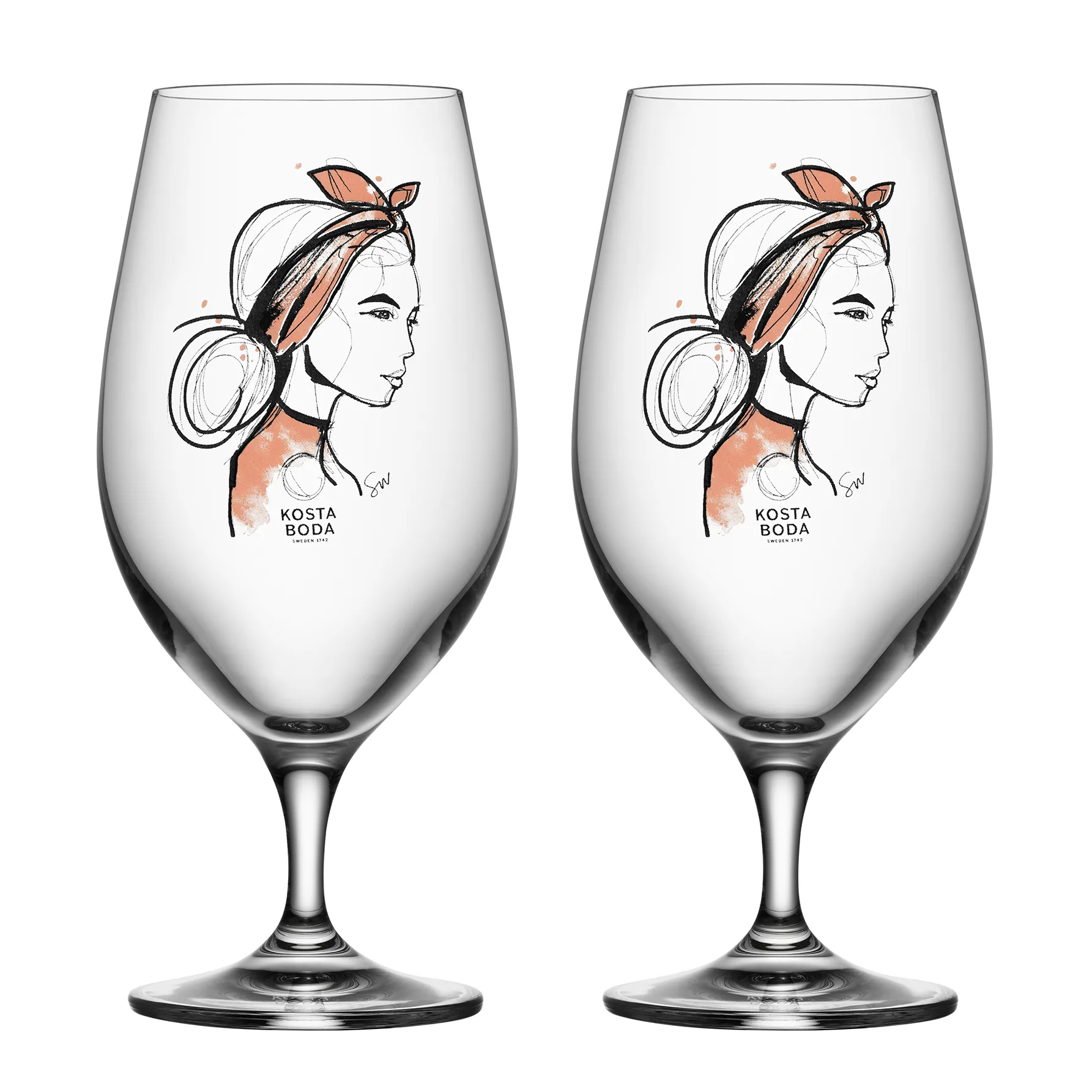 All about you ölglas 40 cl 2-pack, Near you beer (rusty orange) Kosta Boda