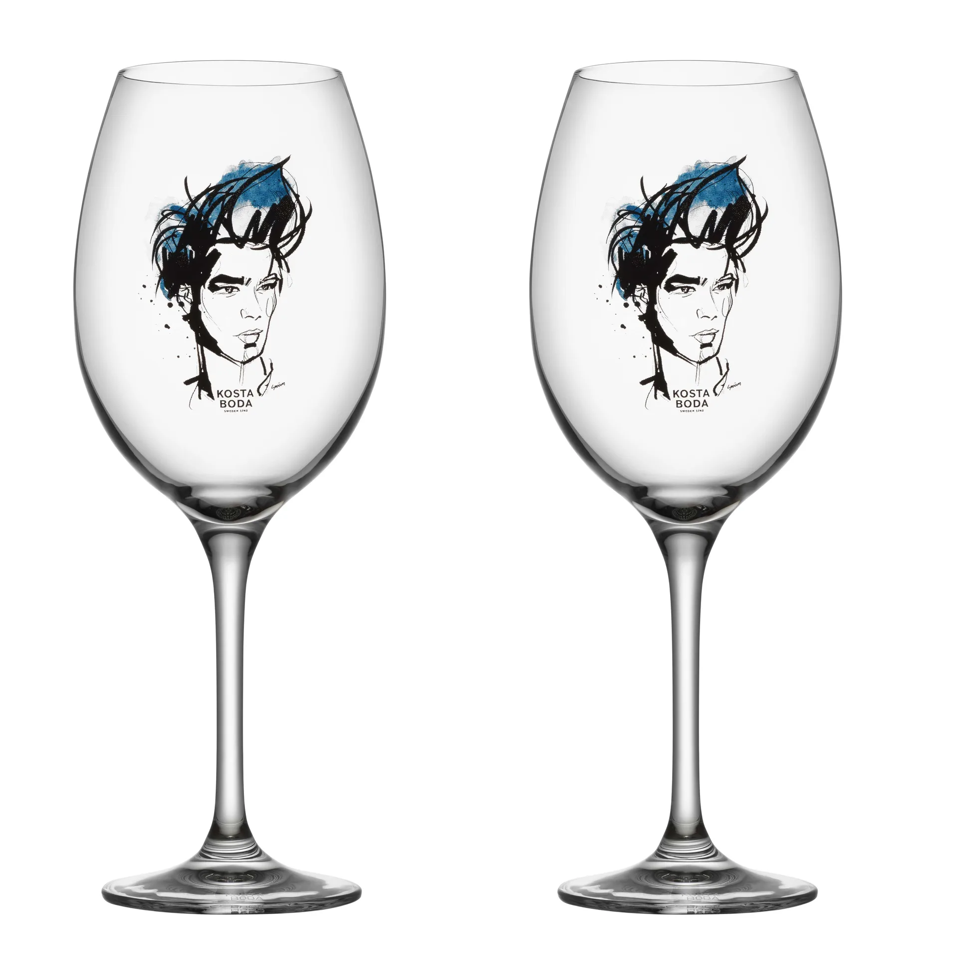 All about you vinglas 52 cl 2-pack, Miss him (blå) Kosta Boda